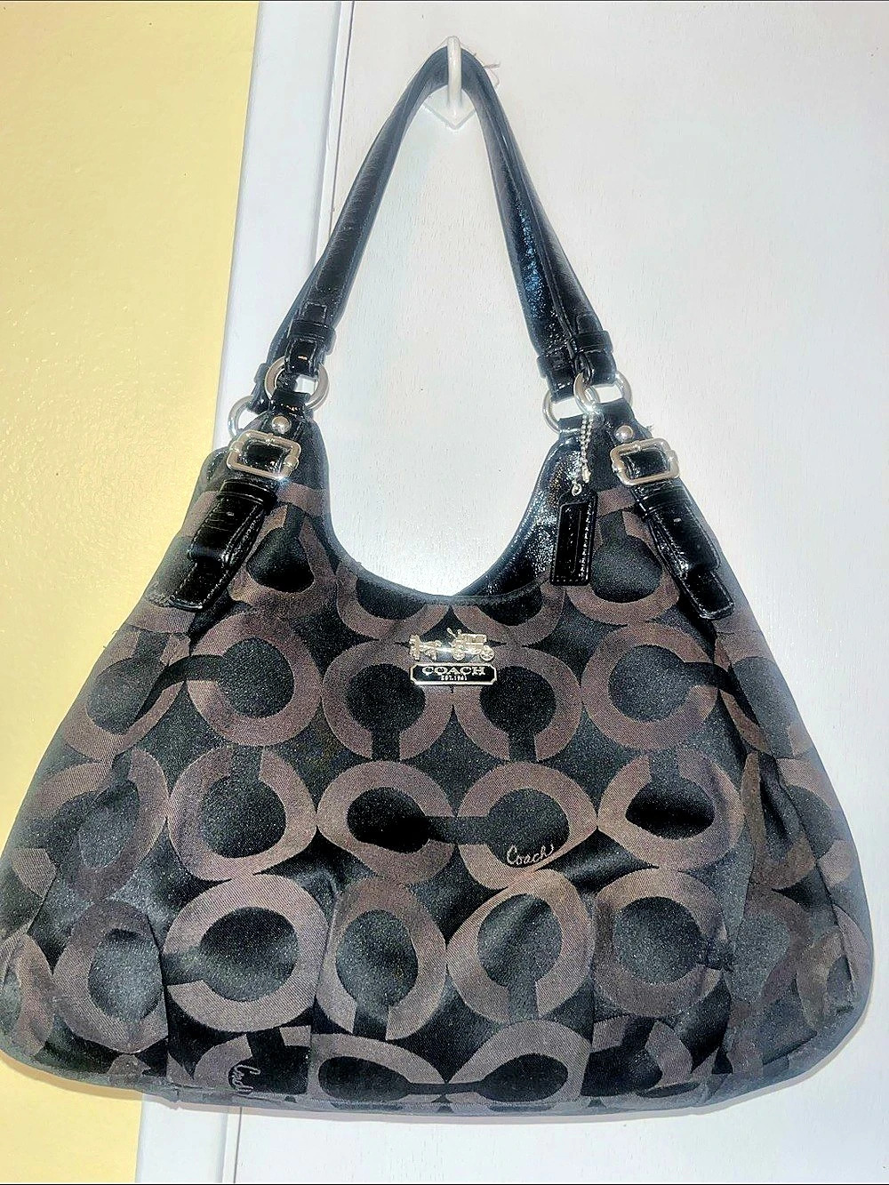 Coach Brooke Hobo Bag Signature Hobo Bag in Black & Brown